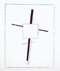 Suprematistický kříž, 1920 (dřevorytina z původního dřevěného bloku)